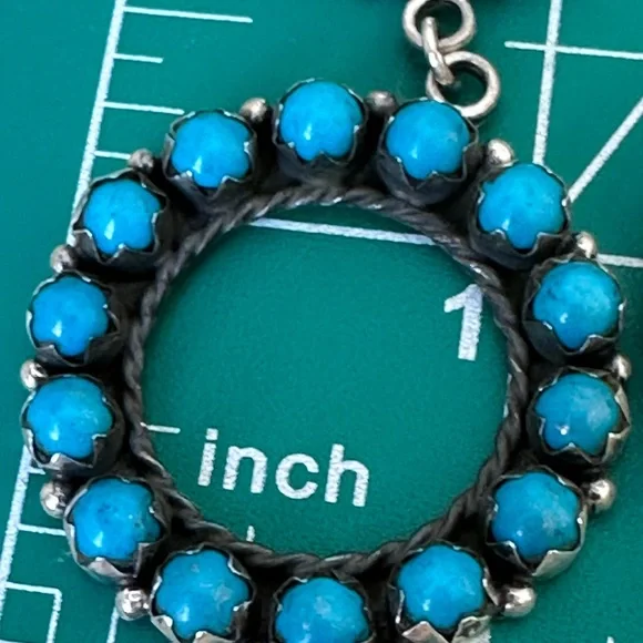 Sold 🦋 Turquoise Southwestern handmade 925 solid sterling, silver hoop earrings - Picture 5 of 11